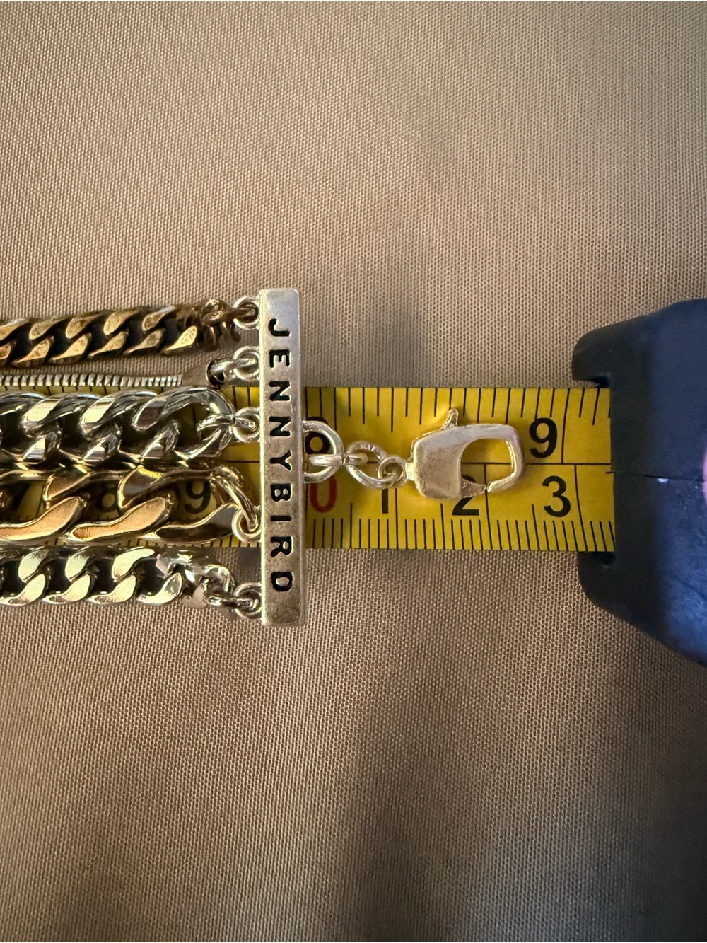 Jenny Bird Austin Mixed Metal 5 Strand Chain Bracelet Two-Tone Silver Gold Cuff - Picture 7 of 8